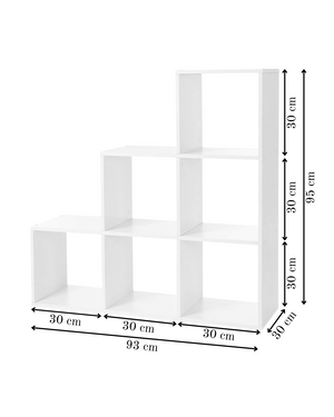 Modular 6-Cube Staircase Display Shelf