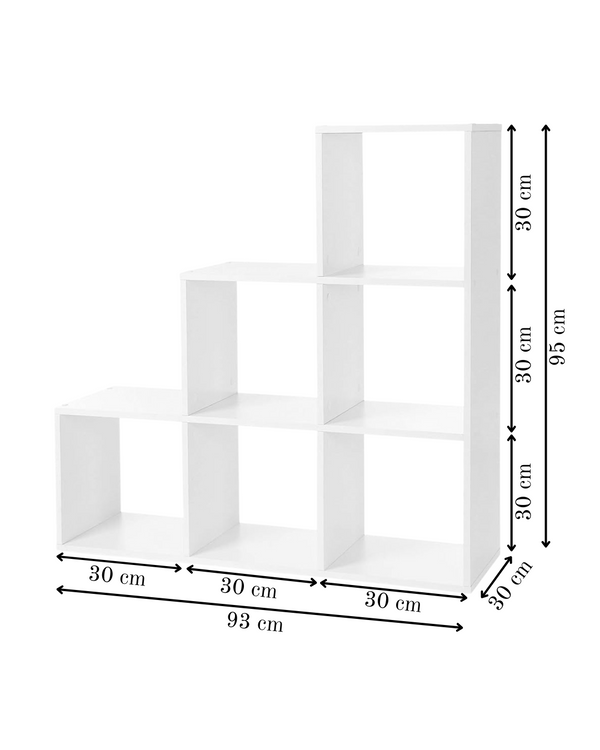 Modular 6-Cube Staircase Display Shelf