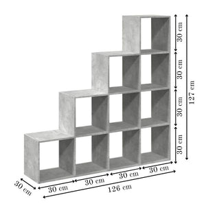 Modular 10-Cube Staircase Display Shelf