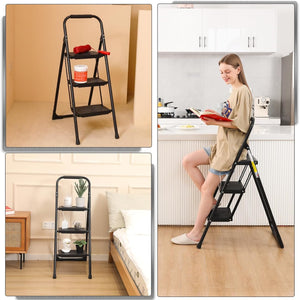 AscendPro 3-Step Foldable Steel Ladder
