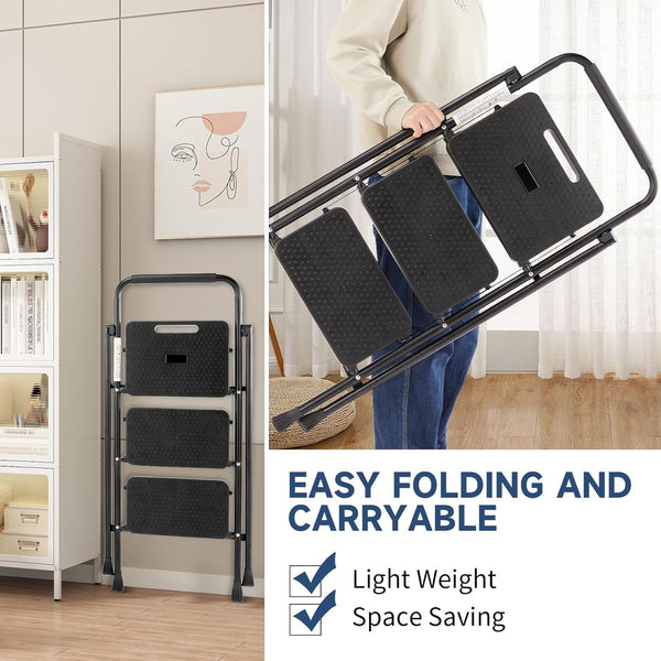 AscendPro 3-Step Foldable Steel Ladder