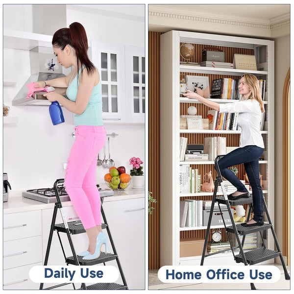 AscendPro 3-Step Foldable Steel Ladder