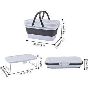 Collapsible Picnic Basket with Foldable Tray