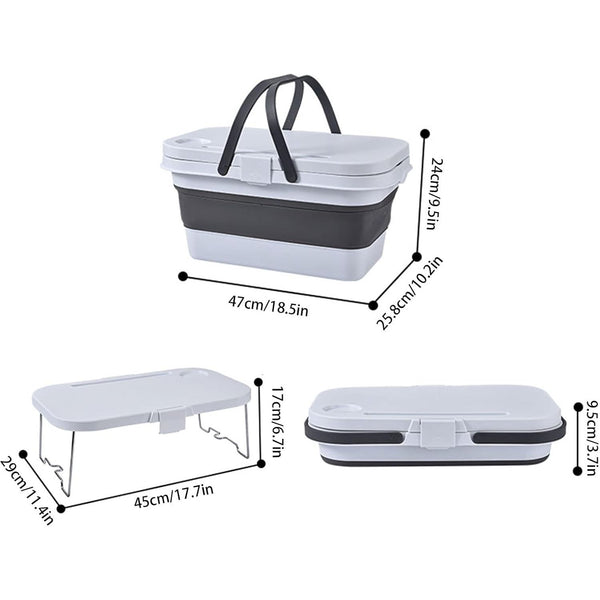 Collapsible Picnic Basket with Foldable Tray