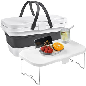 Collapsible Picnic Basket with Foldable Tray