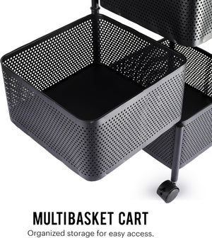 4-Tier Mesh Storage Trolley with Swivel Baskets