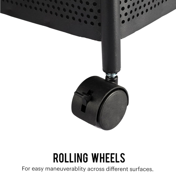 4-Tier Mesh Storage Trolley with Swivel Baskets