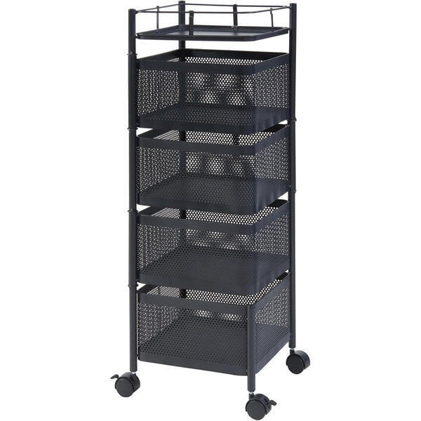 4-Tier Mesh Storage Trolley with Swivel Baskets