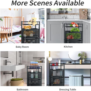 4-Tier Mesh Storage Trolley with Swivel Baskets