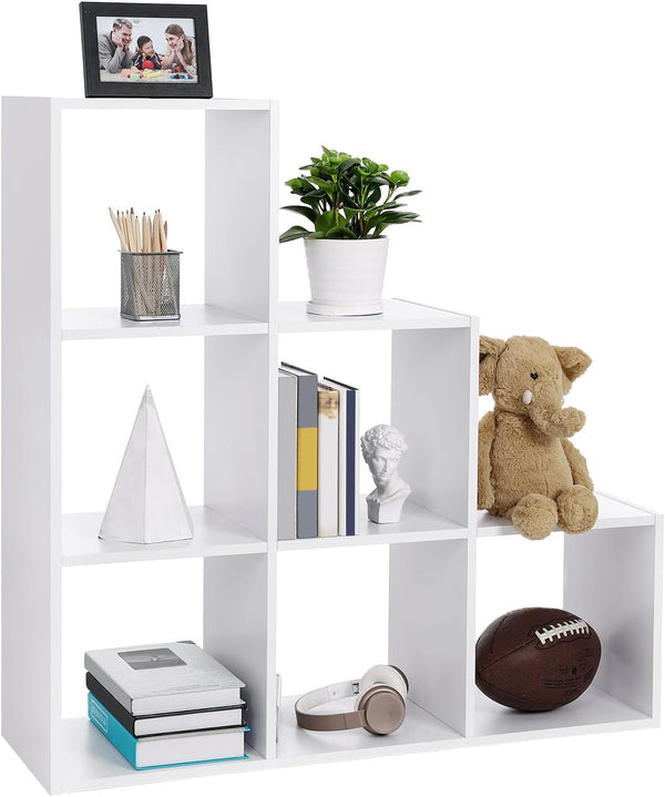 Modular 6-Cube Staircase Display Shelf