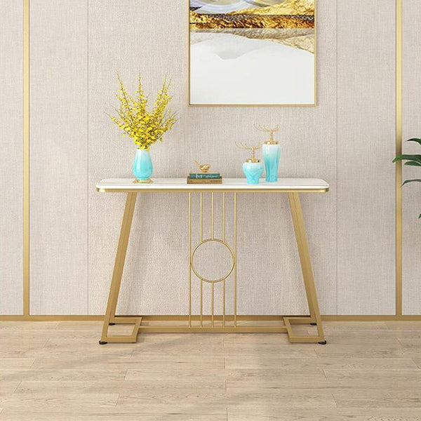 Aurelia Gold Console Table with Marble Top