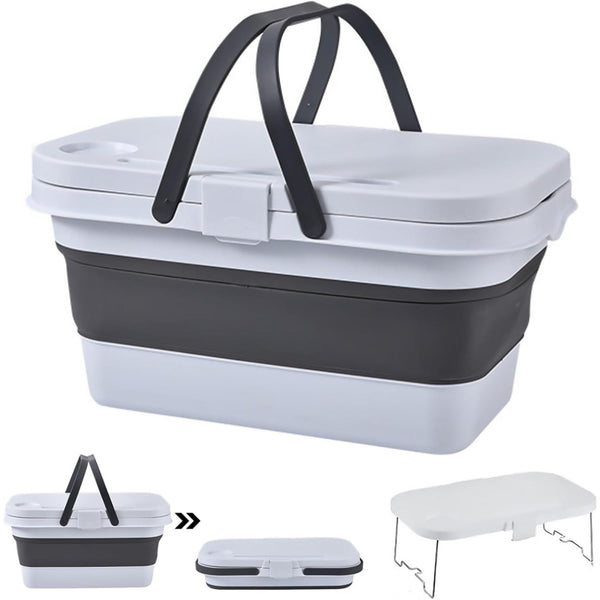 Collapsible Picnic Basket with Foldable Tray