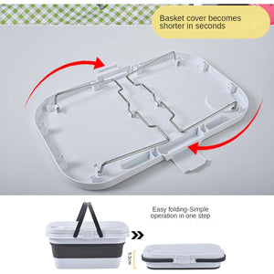 Collapsible Picnic Basket with Foldable Tray