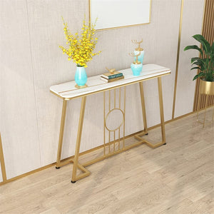 Aurelia Gold Console Table with Marble Top