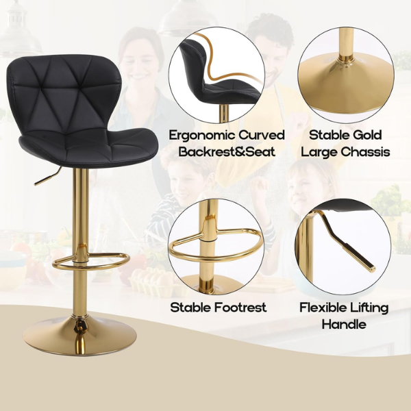 Luxe Gold Base Adjustable Bar Stool