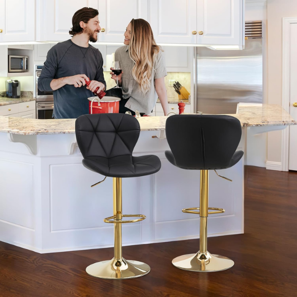 Luxe Gold Base Adjustable Bar Stool