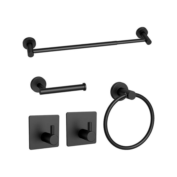 5-Piece Matte Black Bathroom Accessory Set