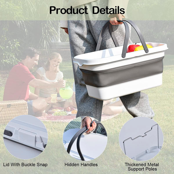 Collapsible Picnic Basket with Foldable Tray