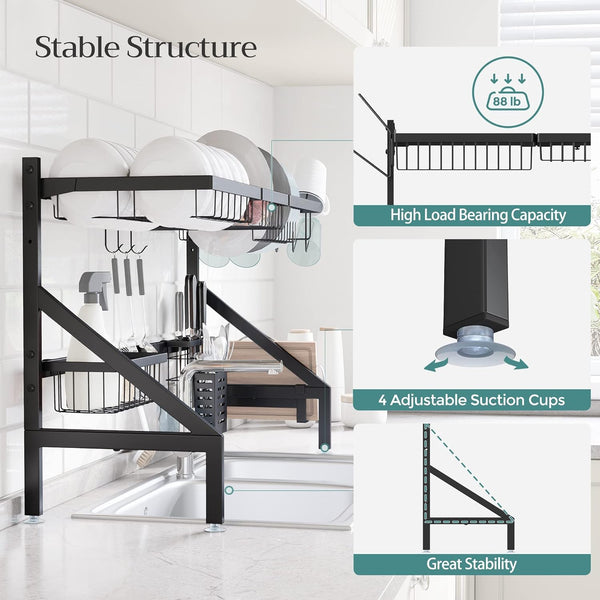 Expandable Heavy Duty Dish Rack with Telescopic Frame