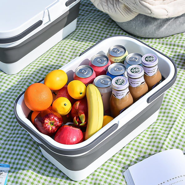 Collapsible Picnic Basket with Foldable Tray