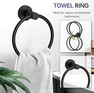 5-Piece Matte Black Bathroom Accessory Set