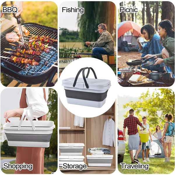 Collapsible Picnic Basket with Foldable Tray