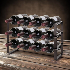 4-Bottle Metal Countertop Stackable Wine Rack