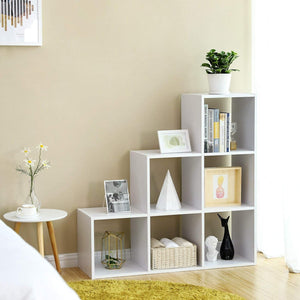 Modular 6-Cube Staircase Display Shelf