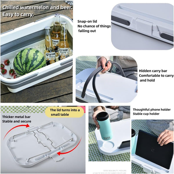 Collapsible Picnic Basket with Foldable Tray