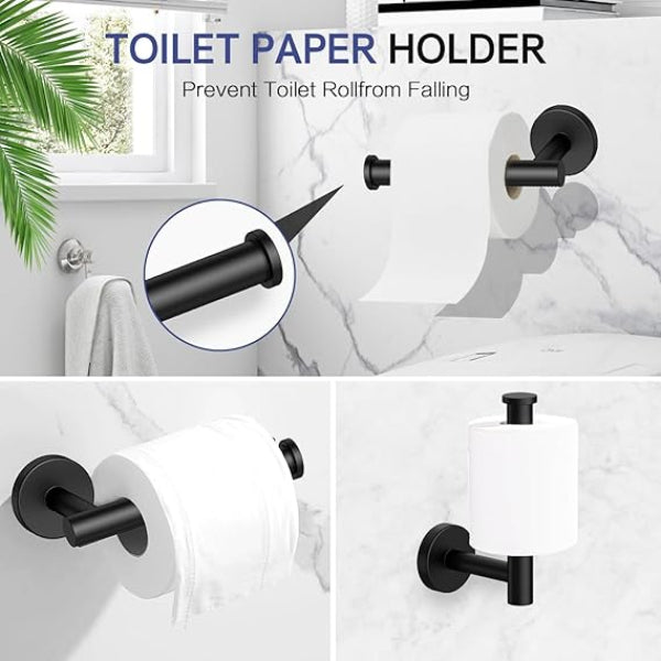 5-Piece Matte Black Bathroom Accessory Set