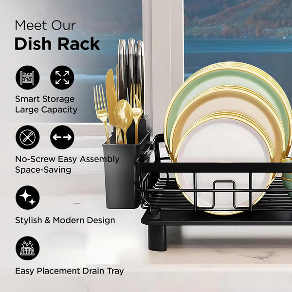 Elevated Dish Drying Rack with Drainboard