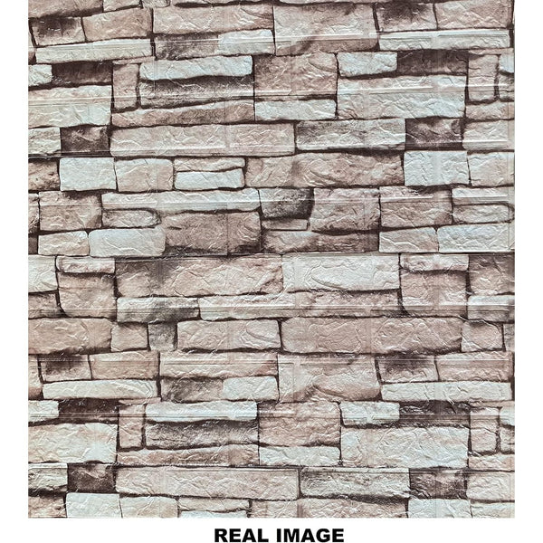 3D Stone-Look Wall Sticker Panels (Set of 6 Sheets)
