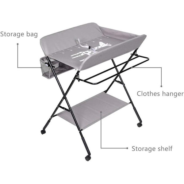 Adjustable Foldable Baby Changing Station with Storage Space