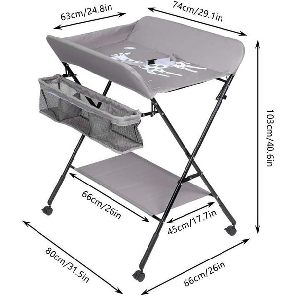 Adjustable Foldable Baby Changing Station with Storage Space