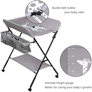 Adjustable Foldable Baby Changing Station with Storage Space