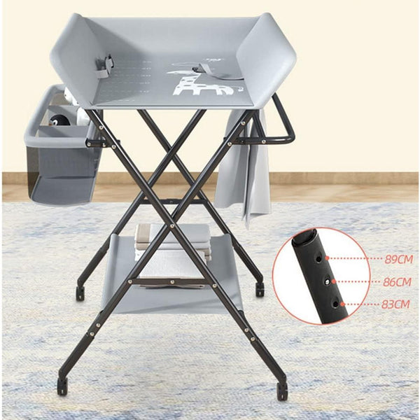 Adjustable Foldable Baby Changing Station with Storage Space