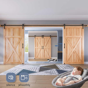 4m Sliding Double Barn Door Hardware Kit with Soft Close Mechanism