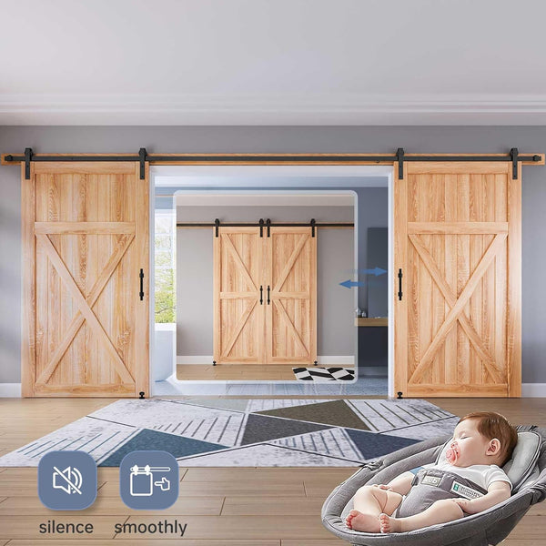 4m Sliding Double Barn Door Hardware Kit with Soft Close Mechanism