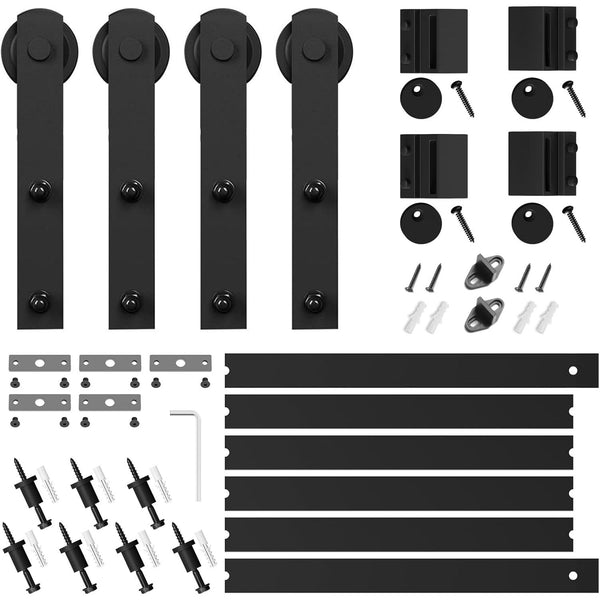 4m Sliding Double Barn Door Hardware Kit with Soft Close Mechanism