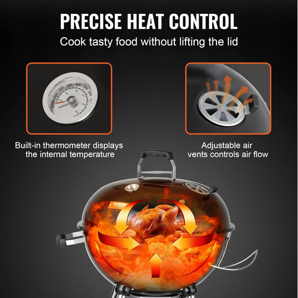 48cm Charcoal Kettle Braai Grill with Thermometer