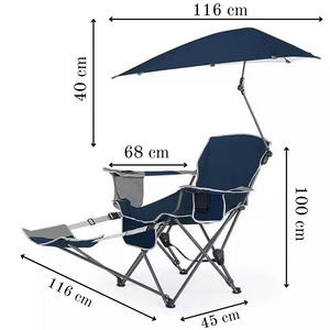 Reclining Camping Chair with Canopy and Footrest