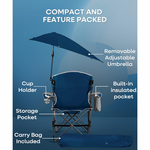 Reclining Camping Chair with Canopy and Footrest