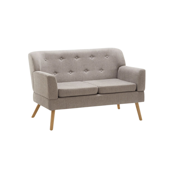 Grey Linen Double Couch - 2 Seater Sofa