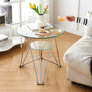 Modern Round Glass Bistro Table - 80cm