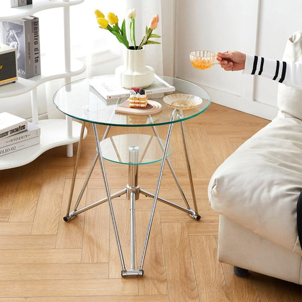 Modern Round Glass Bistro Table - 80cm