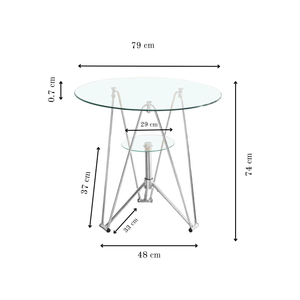 Modern Round Glass Bistro Table - 80cm
