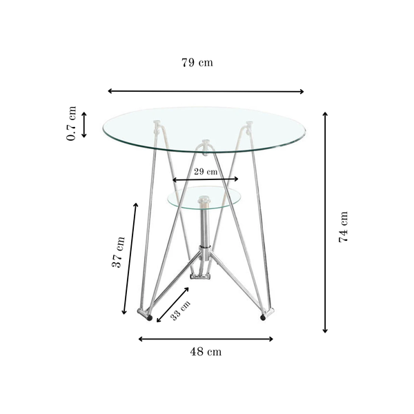 Modern Round Glass Bistro Table - 80cm