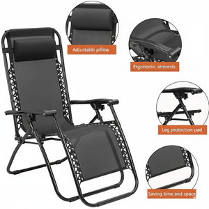 Adjustable Recliner/Lounger Zero Gravity Chairs - Set of 2