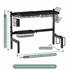 Expandable Heavy Duty Dish Rack with Telescopic Frame