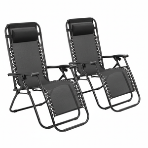 Adjustable Recliner/Lounger Zero Gravity Chairs - Set of 2